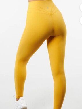 Buffbunny Yellow Nubre Stretch Knit High Rise Leggings Leggings